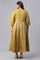 Plus Size Yellow Panelled Kalidar Ethnic Dress With Sequin