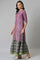 Purple Shantung Mukaish Printed kurta