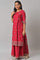 Fuchsia Pink Floral Printed kurta With Sequins