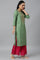 Green Straight kurta With Embroidered Yoke