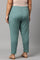 Plus Size Aqua Blue Cotton Blend Slim Pants