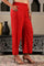 Red Glitter Printed Rayon Parallel Pants