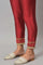 Red Embroidered Light Festive Slim Pants