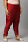 Red Embroidered Light Festive Plus Size Slim Pants