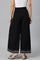 Plus Size Black Rayon Straight Parallel Pants