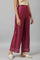 Plus Size Purple Shantung Straight Parallel Pants