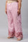 Plus Size Light Pink Shantung Printed Parallel Pants