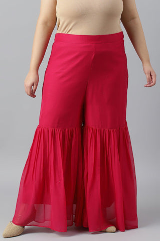 Pink Chiffon Flared Plus Size Sharara