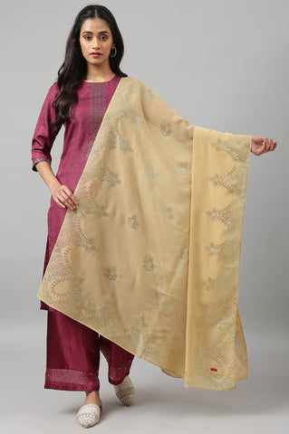 Golden Grainy Georgette Mukaish Dupatta