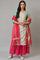 Dark Pink Zari Woven Organza Dupatta