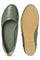 W Embroidered Green Round Toe Flat