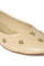 W Embroidered Beige Round Toe Flat