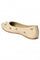 W Embroidered Beige Round Toe Flat