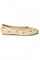 W Embroidered Beige Round Toe Flat