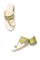 W Embroidered Green Almond Toe Block Heel