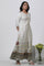 White Glitter Printed Kurta And Skirt Set