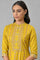 Dark Yellow Embroidered A-Line kurta With Printed Parallel Pants