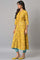 Yellow Glitter Printed kurta With Blue Slim Pants