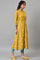 Yellow Glitter Printed kurta With Blue Slim Pants