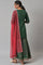 Dark Green Glitter Floral Printed kurta With Sharara Pants And Pink Dupatta