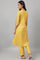 Yellow Glitter Printed Mock Layer kurta With Straight Pants