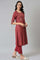 Maroon Mock Layer Festive kurta With Straight Pants