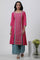 Pink Placement Printed Kurta And Pants Set