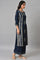 Dark Blue Paisley Printed kurta With Parallel Pants