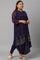 Plus Size Grape Purple Cowled Hemline kurta With Tights