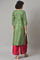 Dark Green Embroidered Festive kurta With Pink Parallel Pants