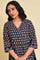 Navy Blue Multicolor Printed Angrakha kurta Set