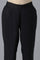 Black Cotton Flax Women Trousers