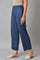 Blue Solid Straight Fit Palazzo With Side Pockets
