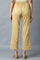 Beige Yarn-Dyed Solid Trousers