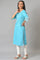 Blue Straight Casual kurta in Round Neck