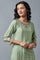 Light Green And Pink Festive kurta With Embroidery