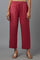 Red Solid Slim Pants in Straight Silhouette