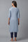 Chambray Blue Embroidered kurta