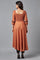 Rust Brown Solid Dress