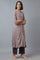 Pink and Grey Printed kurta