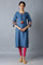 Deep Teal Straight Silhouette kurta With Thread Embroidery