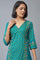 Teal Green Angrakha kurta with Sequin and Bead Work