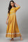 Mustard Floral Printed Kalidar Dress