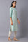 Teal Blue Jacquard kurta With Embroidered Yoke