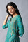 Teal Green Angrakha Jumpsuit In Round Neck