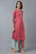 Pink Printed kurta with Parallel Pants