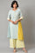 Ecru Rayon Dobby kurta With Yellow Parallel Pants And Ecru Dupatta