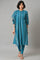 Teal Blue Saree Style kurta With Tights