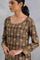 Light Taupe Ajrakh Print Satin kurta