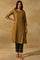 Olive Cotton Silk Jacquard kurta